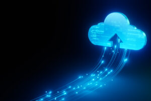 Nuvem azul com seta para cima