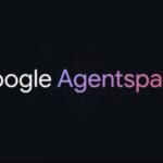 Fundo preto com escrita Google Agentspace em tons de branco e lilás