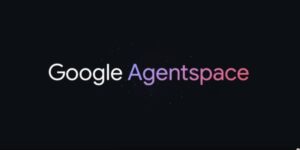 Fundo preto com escrita Google Agentspace em tons de branco e lilás