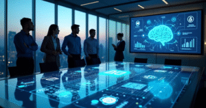 Equipe vendo tecnologia corporativa